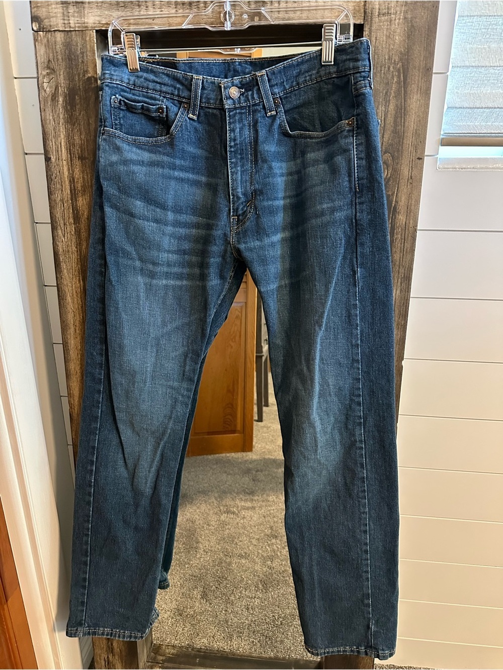 Levi’s 505 Regular Fit Dark Wash Jeans 32x32 Workwear 90’s Denim Vintage Style - Picture 2 of 8